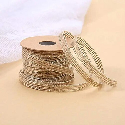 10M/Roll γιούτα λινάτσα ρολά Hessian κορδέλα με δαντέλα για χειροτεχνίες DIY Διακοσμήσεις γάμου Κορδέλες Χριστουγεννιάτικα δώρα Συσκευασία συσκευασίας