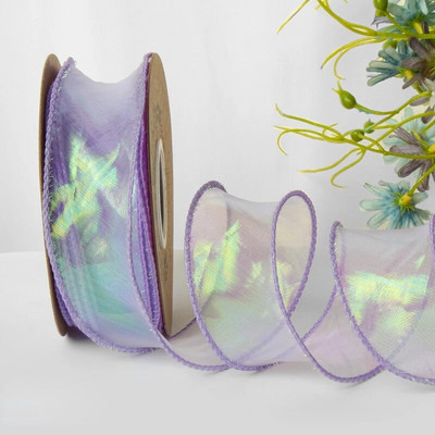 Ιριδίζουσες κορδέλες δώρου από νήματα ψαροουράς για λουλούδια Μπουκέτο Συσκευασία Οργάντζα Ενσύρματη κορδέλα για Διακοσμήσεις γάμου για την ημέρα του Αγίου Βαλεντίνου