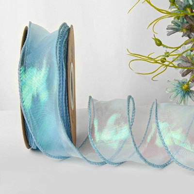 Ιριδίζουσες κορδέλες δώρου από νήματα ψαροουράς για λουλούδια Μπουκέτο Συσκευασία Οργάντζα Ενσύρματη κορδέλα για Διακοσμήσεις γάμου για την ημέρα του Αγίου Βαλεντίνου