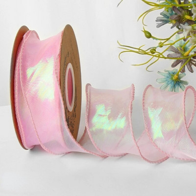 Ιριδίζουσες κορδέλες δώρου από νήματα ψαροουράς για λουλούδια Μπουκέτο Συσκευασία Οργάντζα Ενσύρματη κορδέλα για Διακοσμήσεις γάμου για την ημέρα του Αγίου Βαλεντίνου