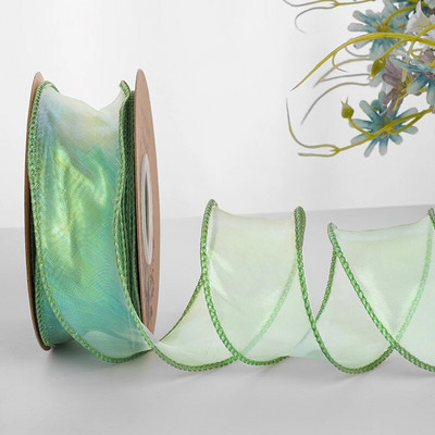 Ιριδίζουσες κορδέλες δώρου από νήματα ψαροουράς για λουλούδια Μπουκέτο Συσκευασία Οργάντζα Ενσύρματη κορδέλα για Διακοσμήσεις γάμου για την ημέρα του Αγίου Βαλεντίνου