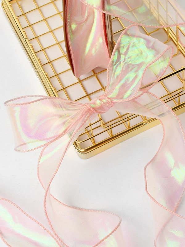 Ιριδίζουσες κορδέλες δώρου από νήματα ψαροουράς για λουλούδια Μπουκέτο Συσκευασία Οργάντζα Ενσύρματη κορδέλα για Διακοσμήσεις γάμου για την ημέρα του Αγίου Βαλεντίνου