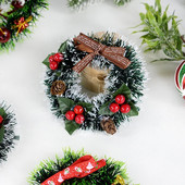 Χριστουγεννιάτικο στεφάνι 12cm Χριστουγεννιάτικο παράθυρο πόρτας γιρλάντα Κρεμαστό στολίδια Τεχνητό στεφάνι κόκκινο μούρο Χριστουγεννιάτικη διακόσμηση εσωτερικού χώρου
