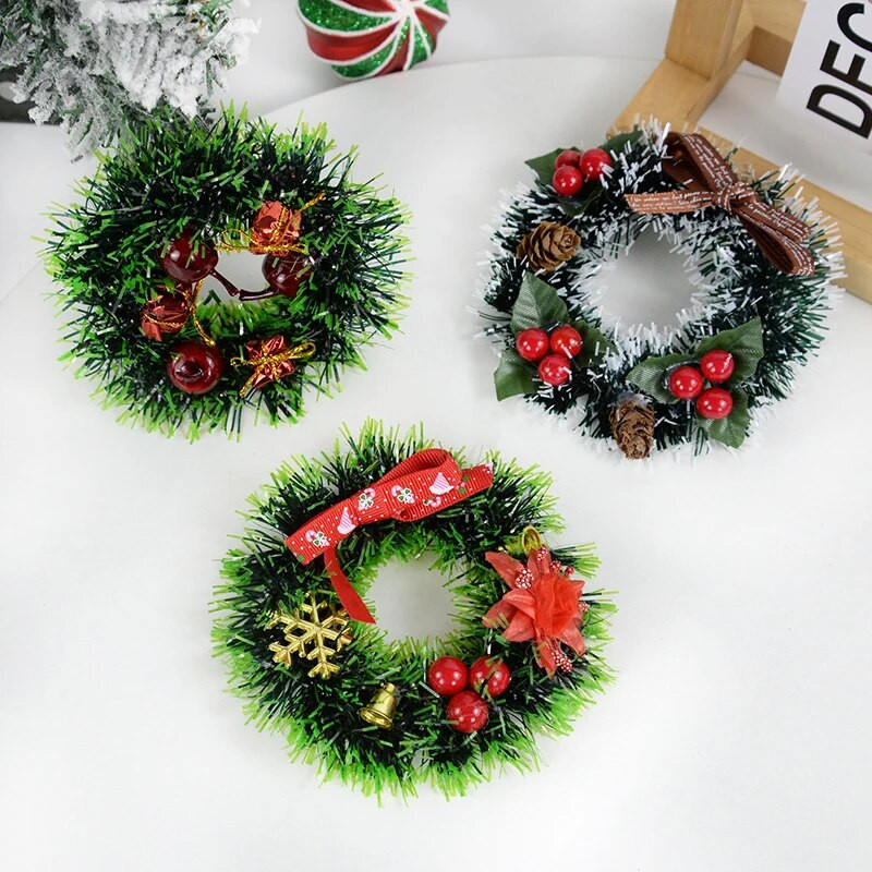 Χριστουγεννιάτικο στεφάνι 12cm Χριστουγεννιάτικο παράθυρο πόρτας γιρλάντα Κρεμαστό στολίδια Τεχνητό στεφάνι κόκκινο μούρο Χριστουγεννιάτικη διακόσμηση εσωτερικού χώρου