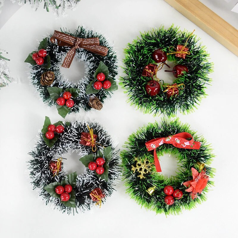 Χριστουγεννιάτικο στεφάνι 12cm Χριστουγεννιάτικο παράθυρο πόρτας γιρλάντα Κρεμαστό στολίδια Τεχνητό στεφάνι κόκκινο μούρο Χριστουγεννιάτικη διακόσμηση εσωτερικού χώρου