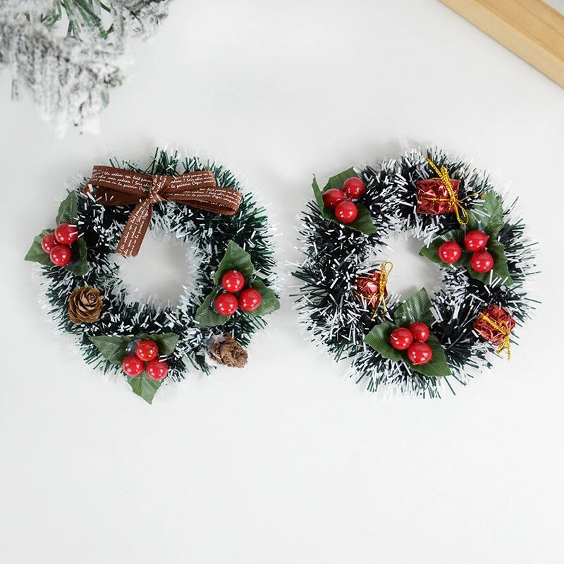 Χριστουγεννιάτικο στεφάνι 12cm Χριστουγεννιάτικο παράθυρο πόρτας γιρλάντα Κρεμαστό στολίδια Τεχνητό στεφάνι κόκκινο μούρο Χριστουγεννιάτικη διακόσμηση εσωτερικού χώρου