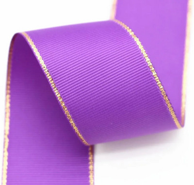 10 Yards 10mm 16mm 25mm 38mm Glitter Gold Edge Grosgrain Κορδέλα για Φιόγκους Μαλλιά Συσκευασία δώρου DIY Πρωτοχρονιάτικα Διακοσμητικά Υλικά Χειροτεχνίες