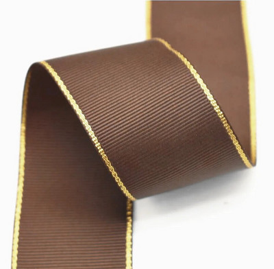 10 Yards 10mm 16mm 25mm 38mm Glitter Gold Edge Grosgrain Κορδέλα για Φιόγκους Μαλλιά Συσκευασία δώρου DIY Πρωτοχρονιάτικα Διακοσμητικά Υλικά Χειροτεχνίες