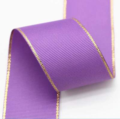 10 Yards 10mm 16mm 25mm 38mm Glitter Gold Edge Grosgrain Κορδέλα για Φιόγκους Μαλλιά Συσκευασία δώρου DIY Πρωτοχρονιάτικα Διακοσμητικά Υλικά Χειροτεχνίες