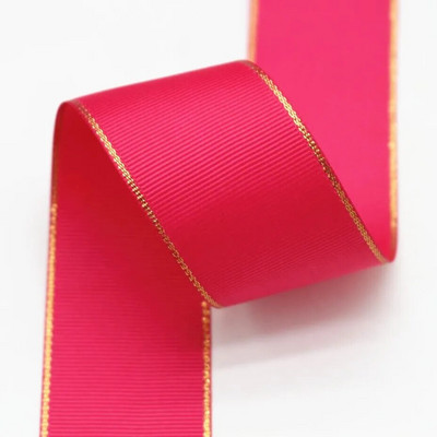 10 Yards 10mm 16mm 25mm 38mm Glitter Gold Edge Grosgrain Κορδέλα για Φιόγκους Μαλλιά Συσκευασία δώρου DIY Πρωτοχρονιάτικα Διακοσμητικά Υλικά Χειροτεχνίες