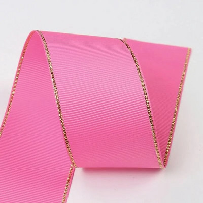 10 Yards 10mm 16mm 25mm 38mm Glitter Gold Edge Grosgrain Κορδέλα για Φιόγκους Μαλλιά Συσκευασία δώρου DIY Πρωτοχρονιάτικα Διακοσμητικά Υλικά Χειροτεχνίες