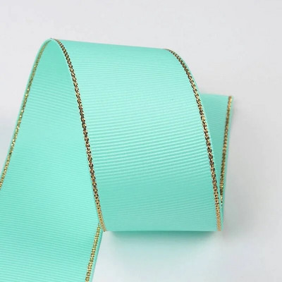 10 Yards 10mm 16mm 25mm 38mm Glitter Gold Edge Grosgrain Κορδέλα για Φιόγκους Μαλλιά Συσκευασία δώρου DIY Πρωτοχρονιάτικα Διακοσμητικά Υλικά Χειροτεχνίες