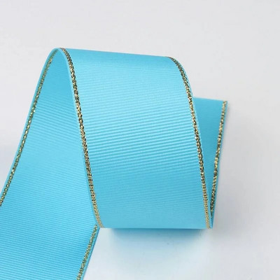 10 Yards 10mm 16mm 25mm 38mm Glitter Gold Edge Grosgrain Κορδέλα για Φιόγκους Μαλλιά Συσκευασία δώρου DIY Πρωτοχρονιάτικα Διακοσμητικά Υλικά Χειροτεχνίες