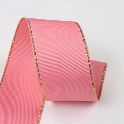10 Yards 10mm 16mm 25mm 38mm Glitter Gold Edge Grosgrain Κορδέλα για Φιόγκους Μαλλιά Συσκευασία δώρου DIY Πρωτοχρονιάτικα Διακοσμητικά Υλικά Χειροτεχνίες