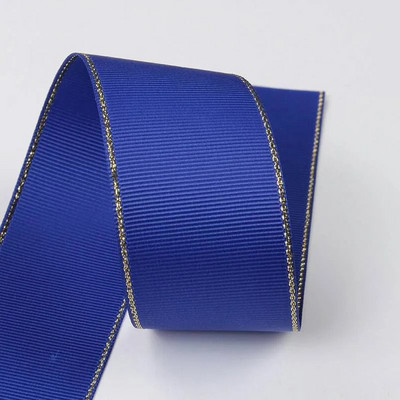 10 Yards 10mm 16mm 25mm 38mm Glitter Gold Edge Grosgrain Κορδέλα για Φιόγκους Μαλλιά Συσκευασία δώρου DIY Πρωτοχρονιάτικα Διακοσμητικά Υλικά Χειροτεχνίες