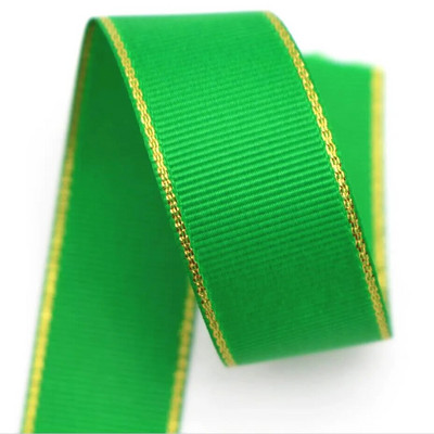 10 Yards 10mm 16mm 25mm 38mm Glitter Gold Edge Grosgrain Κορδέλα για Φιόγκους Μαλλιά Συσκευασία δώρου DIY Πρωτοχρονιάτικα Διακοσμητικά Υλικά Χειροτεχνίες