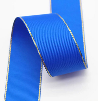 10 Yards 10mm 16mm 25mm 38mm Glitter Gold Edge Grosgrain Κορδέλα για Φιόγκους Μαλλιά Συσκευασία δώρου DIY Πρωτοχρονιάτικα Διακοσμητικά Υλικά Χειροτεχνίες