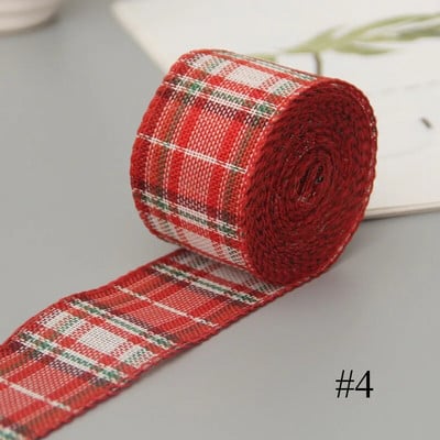 Panglică imitație cânepă panglică sârmă margine sârmă panglică in decorațiuni de Crăciun fulg de nea roșu și verde panglică carouri 6 m/rolă
