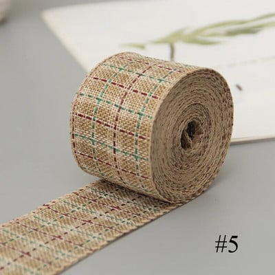 Panglică imitație cânepă panglică sârmă margine sârmă panglică in decorațiuni de Crăciun fulg de nea roșu și verde panglică carouri 6 m/rolă