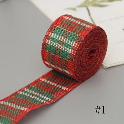 Panglică imitație cânepă panglică sârmă margine sârmă panglică in decorațiuni de Crăciun fulg de nea roșu și verde panglică carouri 6 m/rolă