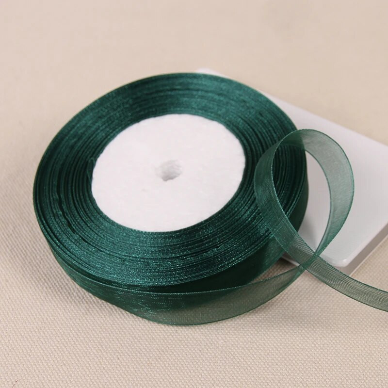 12 χιλιοστά 15 χιλιοστά 20 χιλιοστά 25 χιλιοστά 40 χιλιοστά 50 χιλιοστά Σκούρο πράσινο διάφανες κορδέλες οργάντζα DIY Crafts Ύφασμα Χριστουγεννιάτικη διακόσμηση πάρτι γενεθλίων γάμου