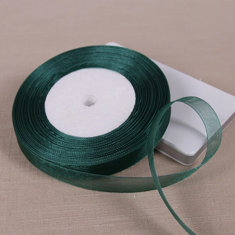 12 χιλιοστά 15 χιλιοστά 20 χιλιοστά 25 χιλιοστά 40 χιλιοστά 50 χιλιοστά Σκούρο πράσινο διάφανες κορδέλες οργάντζα DIY Crafts Ύφασμα Χριστουγεννιάτικη διακόσμηση πάρτι γενεθλίων γάμου
