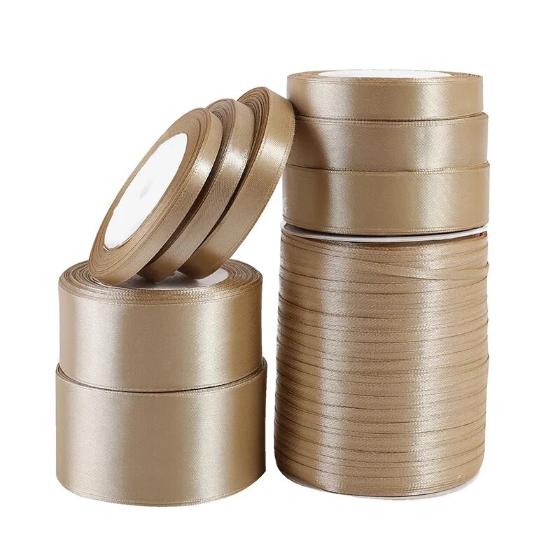 22M/Roll Silk Golden Satin Κορδέλες Διακόσμηση Συσκευασίας Δώρου Κουτί δώρου Κορδέλες DIY Handmade Supplies Κορδέλα