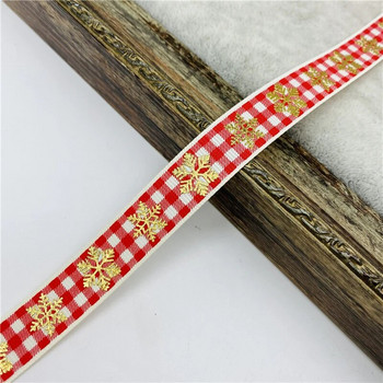 5 ярда/лот 15 мм бронзираща коледна панделка с печат Grosgrain лента за ръчно изработени лъкове Коледни декорации Направи си сам Опаковка за подаръци