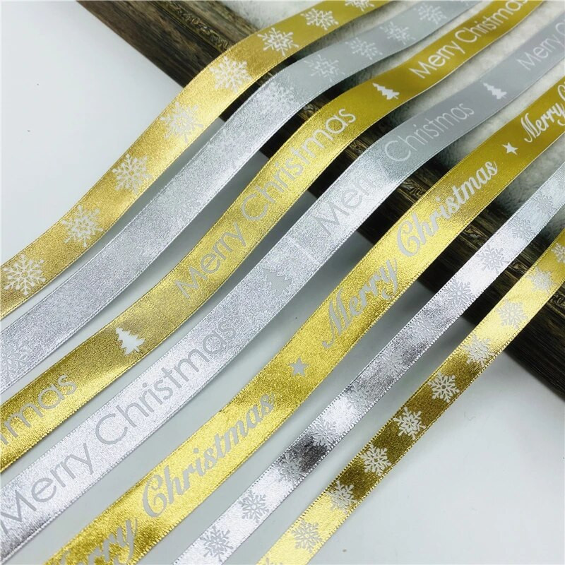 5 jardi/partii 15 mm pronksjas jõulupael, trükkimine Grosgrain lint käsitsi valmistatud vibu jõulukaunistuste jaoks. DIY kingituste pakkimine