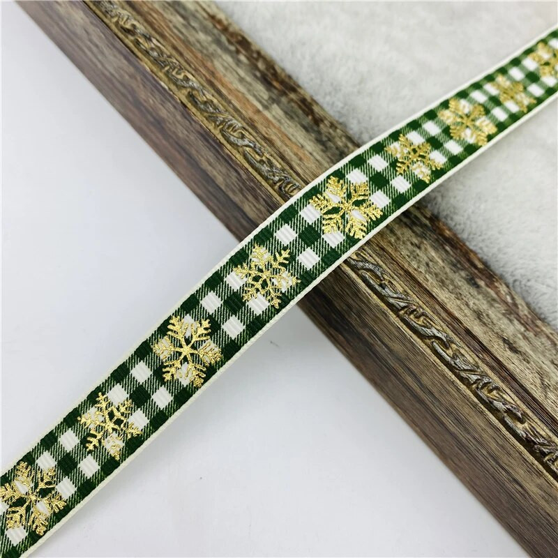 5 jardi/partii 15 mm pronksjas jõulupael, trükkimine Grosgrain lint käsitsi valmistatud vibu jõulukaunistuste jaoks. DIY kingituste pakkimine