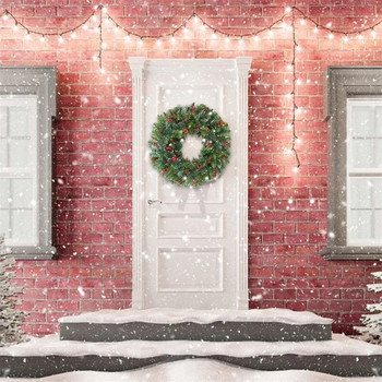 Коледен венец Изкуствени фалшиви борови клони Коледна елха Гирлянди Висящи орнаменти 2024 Нова година Декорация на стената на входната врата на дома