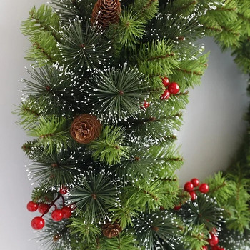 Χριστουγεννιάτικο στεφάνι Τεχνητά ψεύτικα κλαδιά πεύκου Χριστουγεννιάτικα στολίδια κρεμαστά γιρλάντα 2024 Πρωτοχρονιάτικο Διακόσμηση τοίχου μπροστινής πόρτας σπιτιού
