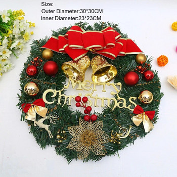 Φθινοπωρινό στεφάνι πόρτας Χριστουγεννιάτικη αποκριάτικη διακόσμηση κολοκύθας μούρο κουκουνάρι σφενδάμου τεχνητό στεφάνι πανί Rattan Material Home