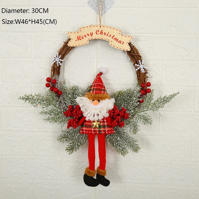 Coroană de toamnă pentru ușă, Crăciun, decorație de Halloween, dovleac, fructe de pădure, con, coroană de artar, coroană artificială, material din ratan, acasă