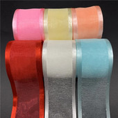 5 Yards/Παρτίδα 38mm Σατέν Edge Organza Κορδέλα Φιόγκος Μαλλιά Γάμος Χριστουγεννιάτικη Διακόσμηση Χειροτεχνία με δαντέλα
