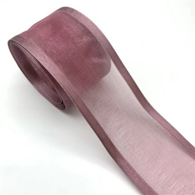 5 Yards/Παρτίδα 38mm Σατέν Edge Organza Κορδέλα Φιόγκος Μαλλιά Γάμος Χριστουγεννιάτικη Διακόσμηση Χειροτεχνία με δαντέλα
