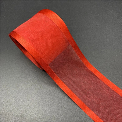 5 Yards/Παρτίδα 38mm Σατέν Edge Organza Κορδέλα Φιόγκος Μαλλιά Γάμος Χριστουγεννιάτικη Διακόσμηση Χειροτεχνία με δαντέλα