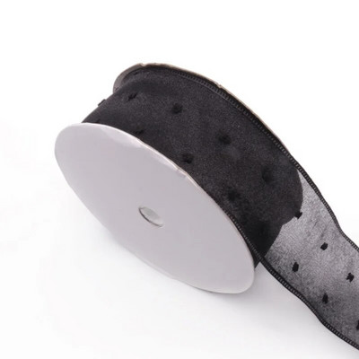 5 jardi 40 mm täpiline organza lint käsitsi valmistatud pitsist käsitöö jõulukinkekarp Lint pulma sünnipäevapeo DIY dekoratsioonitarbed