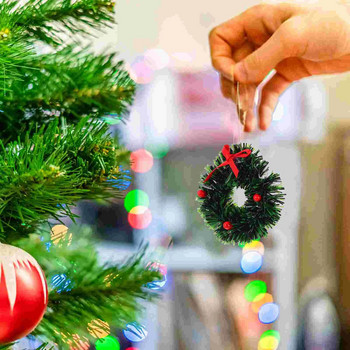 5 τμχ Χριστουγεννιάτικο στεφάνι Μίνι Ｍμινιατούρα ＷΠαιχνίδια Δωμάτιο Προσποιημένο Φεστιβάλ Πλαστικό Κρεμαστό Κουκλόσπιτο