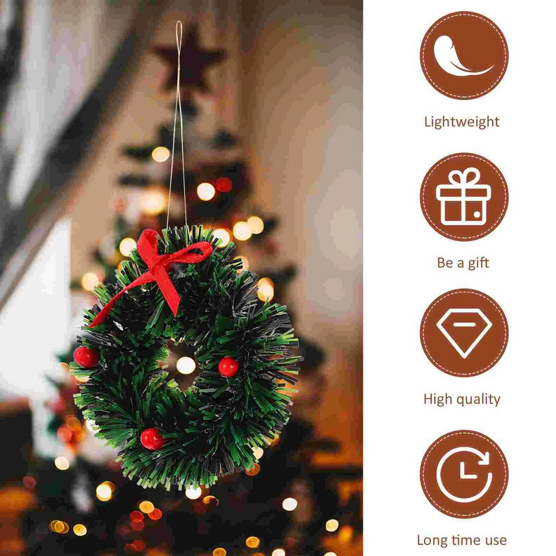 5 τμχ Χριστουγεννιάτικο στεφάνι Μίνι Ｍμινιατούρα ＷΠαιχνίδια Δωμάτιο Προσποιημένο Φεστιβάλ Πλαστικό Κρεμαστό Κουκλόσπιτο