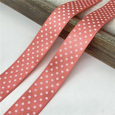 5 γιάρδες/παρτίδα 25mm κουκκίδες εκτύπωσης Πολυεστερική σατέν κορδέλα Διακόσμηση γαμήλιου πάρτι Συσκευασία δώρου Φιόγκοι μαλλιών DIY Χριστουγεννιάτικη κορδέλα