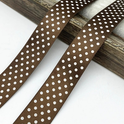 5 γιάρδες/παρτίδα 25mm κουκκίδες εκτύπωσης Πολυεστερική σατέν κορδέλα Διακόσμηση γαμήλιου πάρτι Συσκευασία δώρου Φιόγκοι μαλλιών DIY Χριστουγεννιάτικη κορδέλα