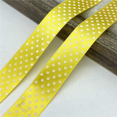 5 γιάρδες/παρτίδα 25mm κουκκίδες εκτύπωσης Πολυεστερική σατέν κορδέλα Διακόσμηση γαμήλιου πάρτι Συσκευασία δώρου Φιόγκοι μαλλιών DIY Χριστουγεννιάτικη κορδέλα