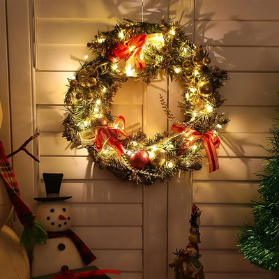 1PC 35CM imitēta priedes skuja bumba LED gaismas Ziemassvētku vainags Mājas Viesnīca Bārs Kafejnīca Helovīna ballīšu noformējums81008R14_LED