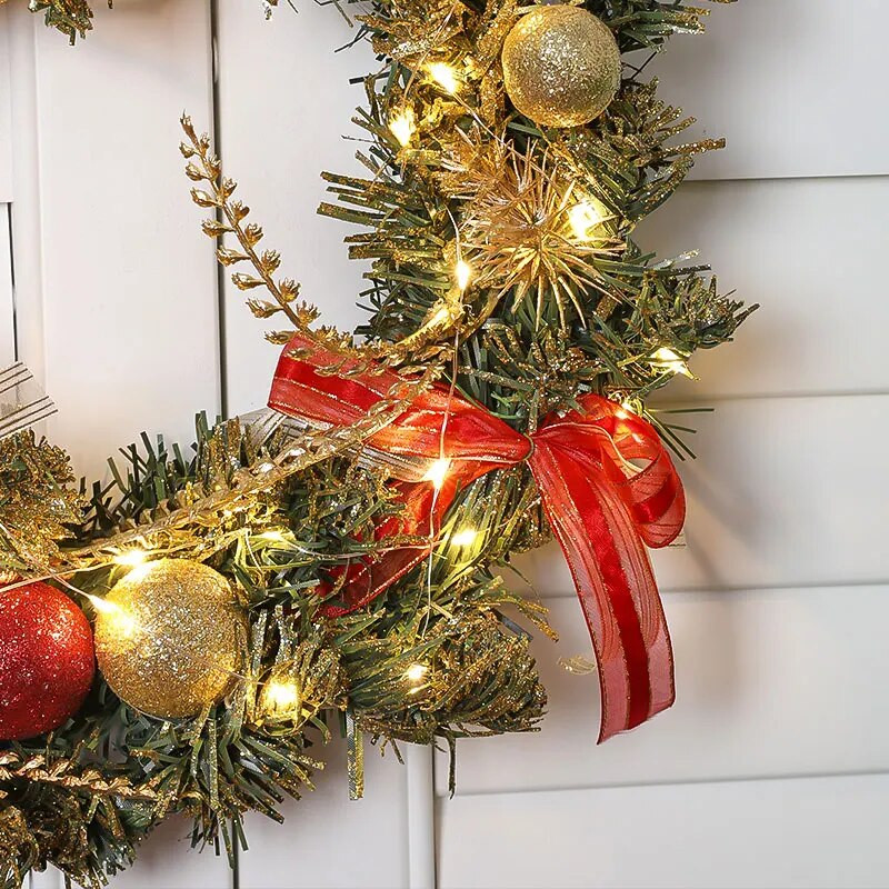 1vnt 35CM imituotas pušies adatų rutulinis LED žibintas Kalėdų vainikas Namai Viešbutis Baras Kavinė Helovino vakarėlio dekoravimas81008R14_LED