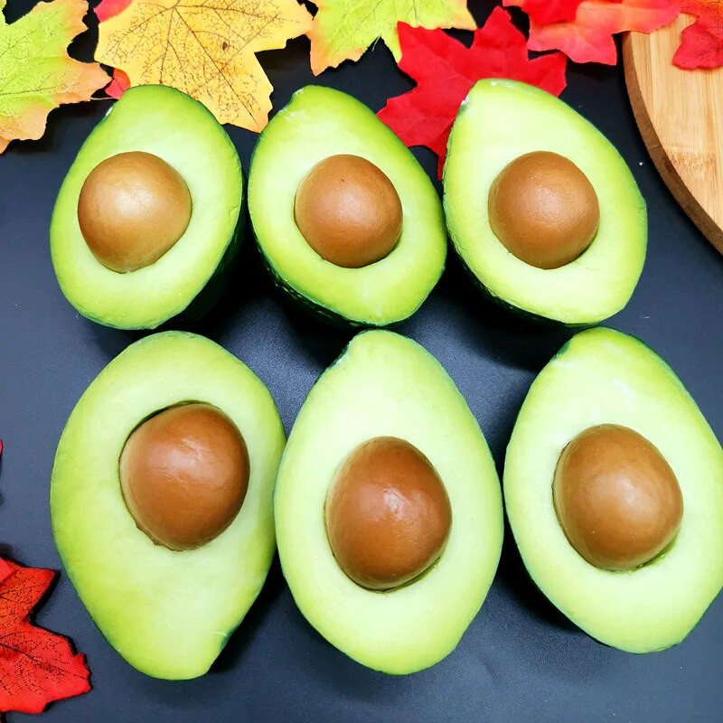 Model de avocado artificial de 5,7 x 9,5 cm Fructe false din plastic Produse alimentare pentru fotografie Recuzită pentru festivități și pentru petreceri