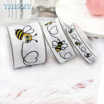 Bee Ribbon Bumble Baby Bee and Flower Ribbon, White Black and Yellow Grosgrain Ribbons Use for DIY Bow Baby Shower Party Decor