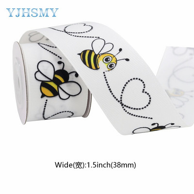 Bee Ribbon Bumble Baby Bee and Flower Κορδέλες, Λευκές Μαύρες και Κίτρινες Κορδέλες Grosgrain Χρήση για DIY Bow Baby Shower Party Decor