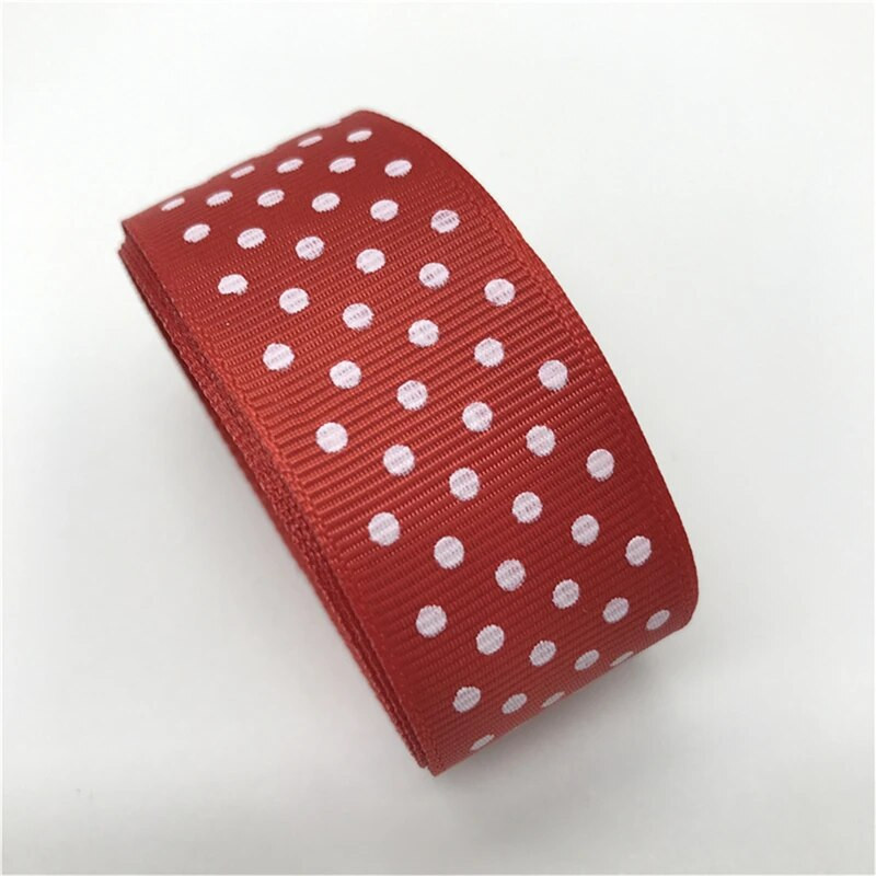 5 jardi 1-tolline 25 mm Grosgrain lindiga trükkimine täpiline juustele vibupeoks Jõulupulmakaunistus DIY kingituste pakkimine