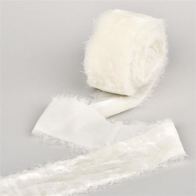 Βελούδινη κορδέλα πάχυνσης 3 υάρδων/ρολό Χειροποίητες κορδέλες με ξεφτισμένες άκρες Χριστουγεννιάτικο μπουκέτο δώρο Συσκευασία Διακοσμήσεις DIY Craft